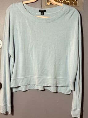 Halogen Cropped Long Sleeve Tee Soft Knit Minimalist Size M